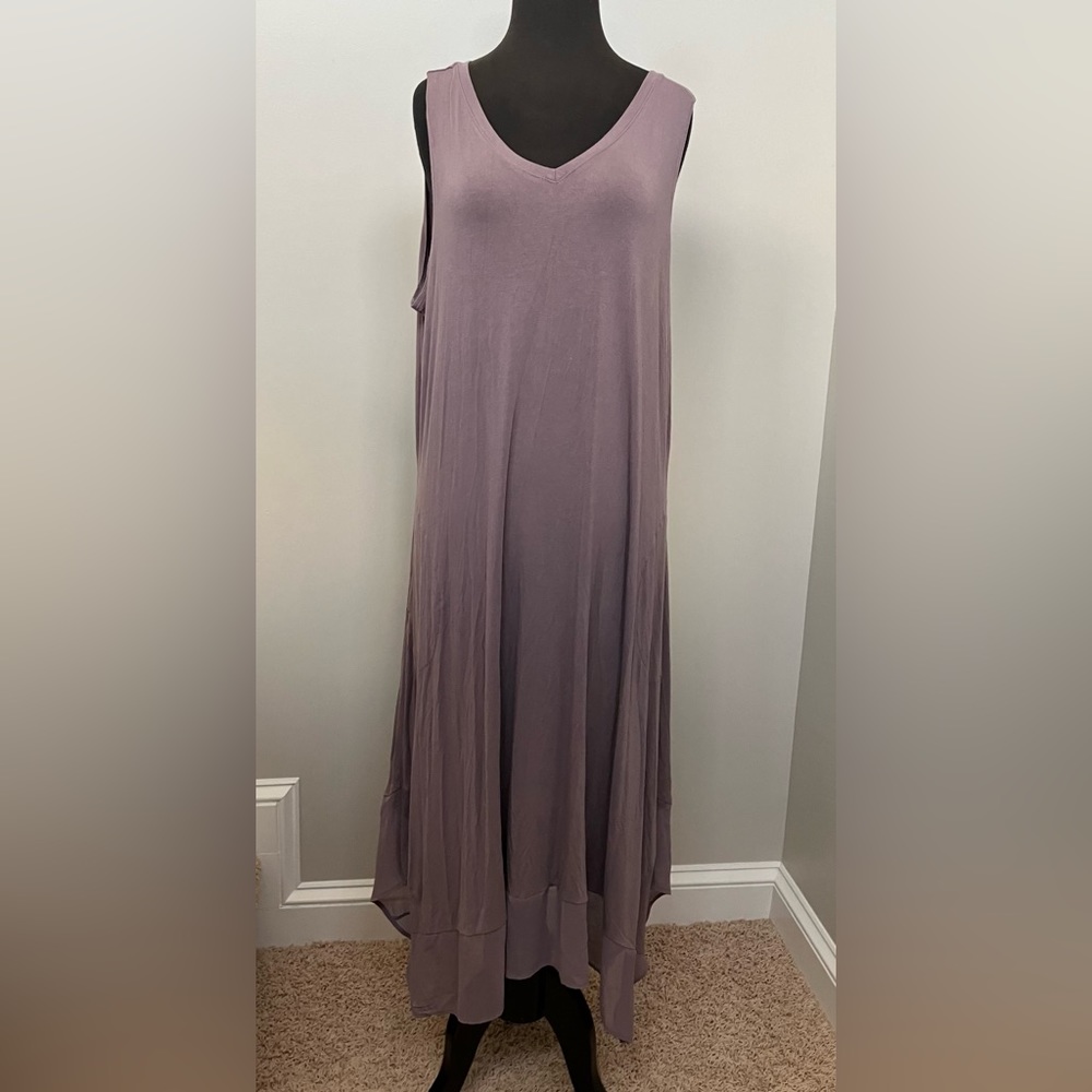 LOGO by Lori Goldstein Dress purple gray Size XL Sleeveless Midi Tank